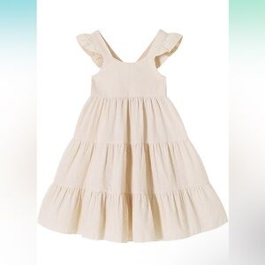 3T-4T Ruffle Cream Tan Striped Sundress
